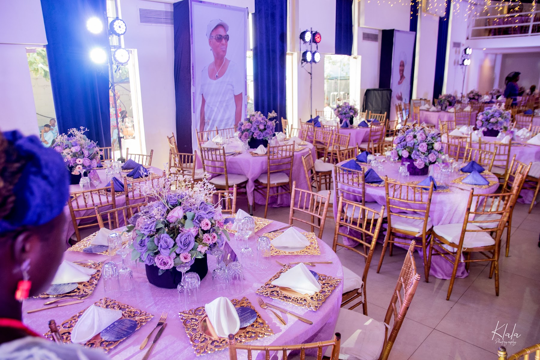 Birthday reception tables viewed from above