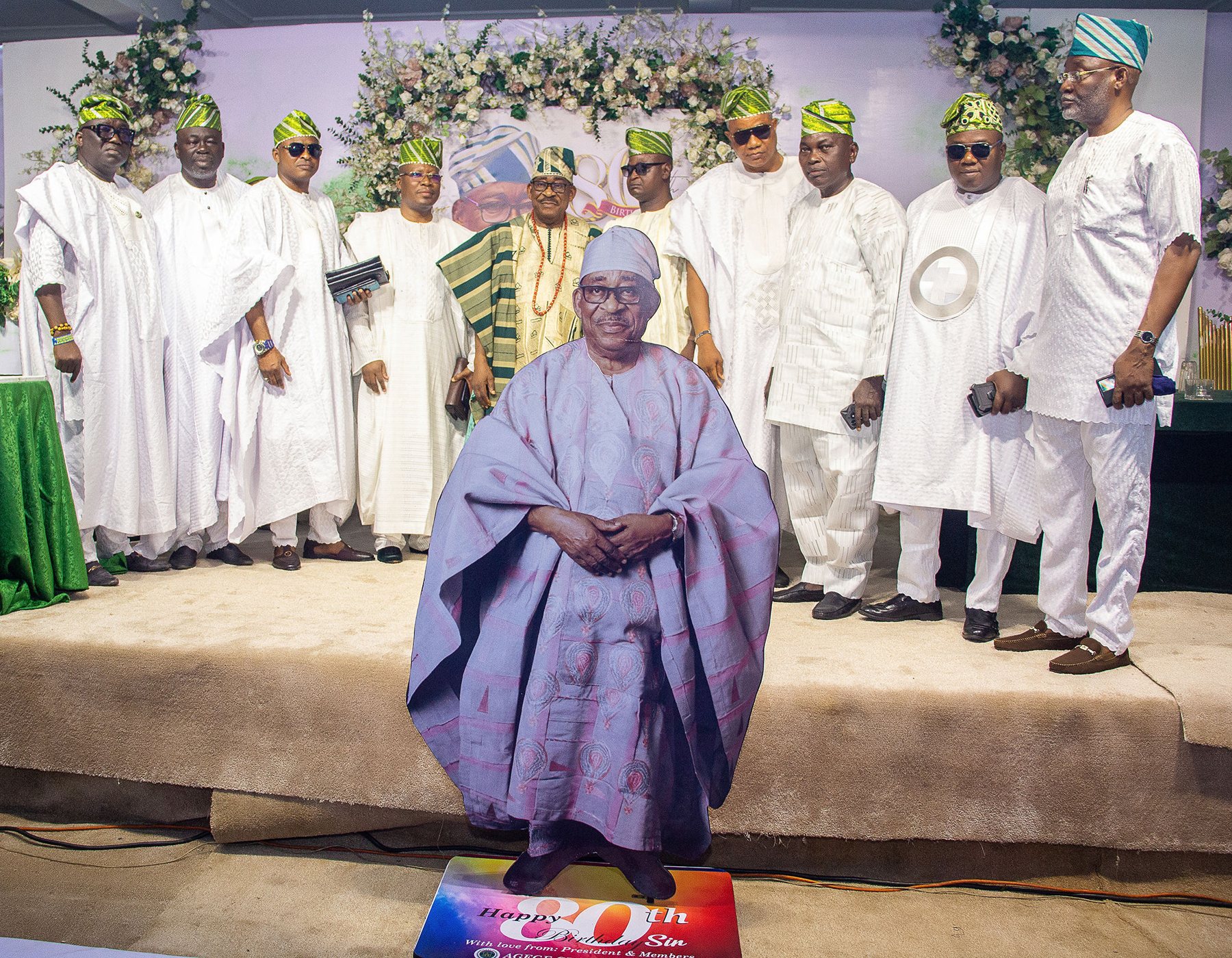 Group portrait on birthday stage