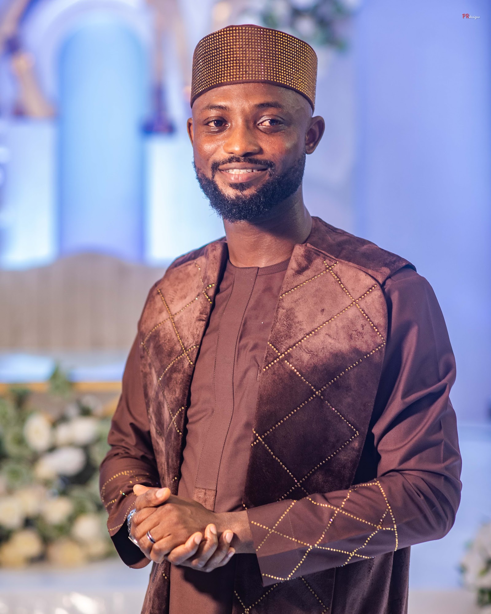 Groom portrait at event venue