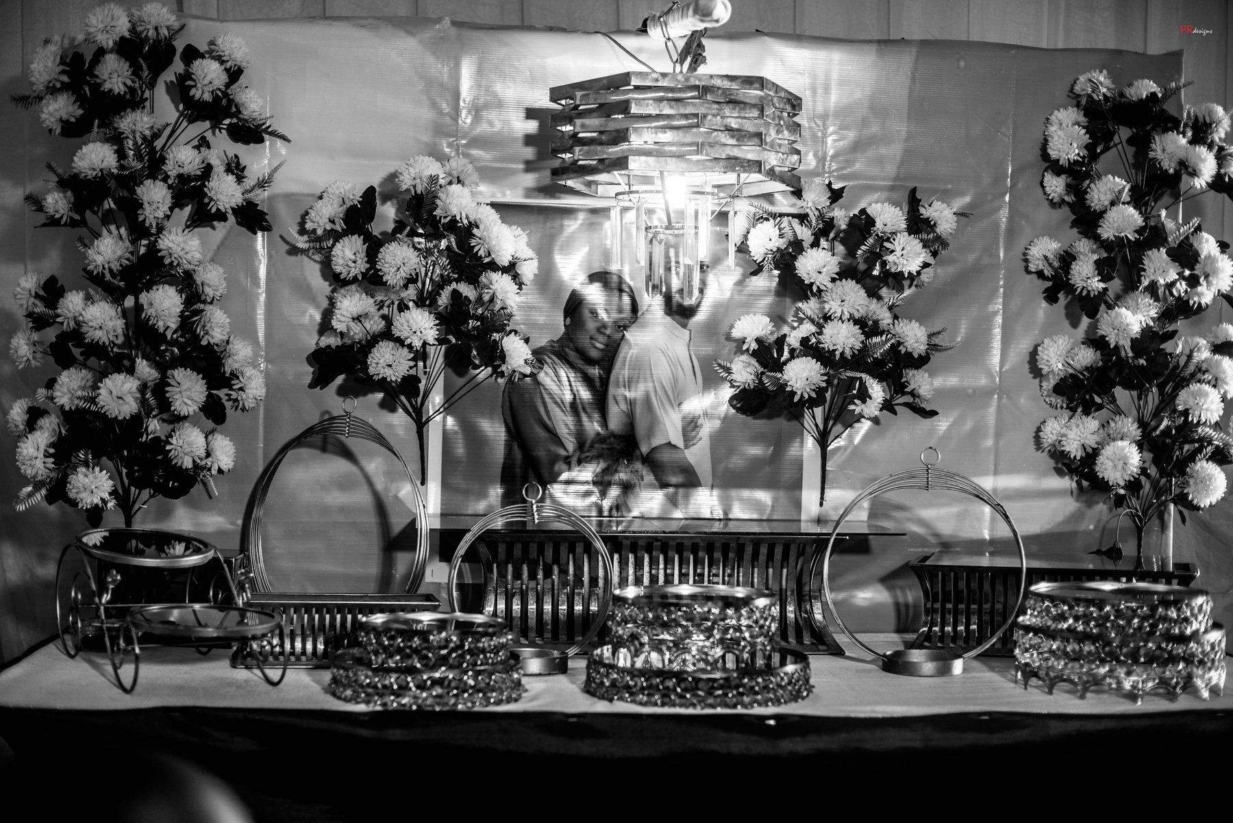 Black and white event decor detail